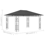 NNEVL Gazebo with Mosquito Net 4x3x2.73 m Anthracite 180 g/m²