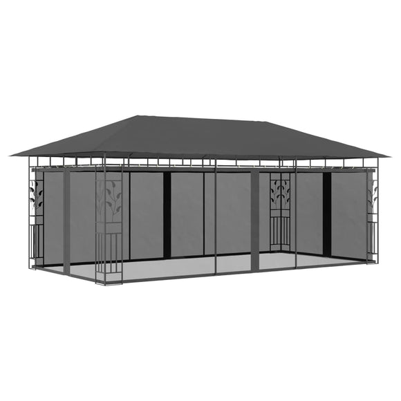 NNEVL Gazebo with Mosquito Net 6x3x2.73 m Anthracite