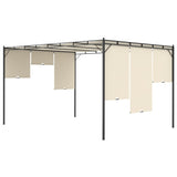 NNEVL Garden Gazebo with Side Curtain 4x3x2.25 m Cream