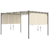 NNEVL Garden Gazebo with Side Curtain 4x3x2.25 m Cream