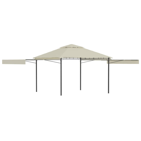 NNEVL Gazebo with Double Extended Roofs 3x3x2.75 m Cream 180 g/m²