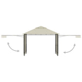 NNEVL Gazebo with Double Extended Roofs 3x3x2.75 m Cream 180 g/m²