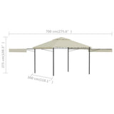 NNEVL Gazebo with Double Extended Roofs 3x3x2.75 m Cream 180 g/m²