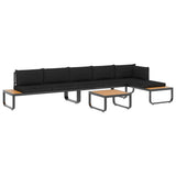 NNEVL 4 Piece Garden Corner Sofa Set with Cushions Aluminium and WPC