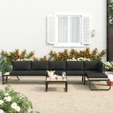 NNEVL 4 Piece Garden Corner Sofa Set with Cushions Aluminium and WPC
