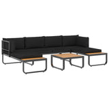 NNEVL 4 Piece Garden Corner Sofa Set with Cushions Aluminium and WPC