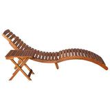 NNEVL Sunlounger with Table Solid Acacia Wood Brown