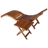 NNEVL Sunlounger with Table Solid Acacia Wood Brown