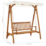 NNEVL Garden Swing Bench with Canopy Solid Acacia Wood