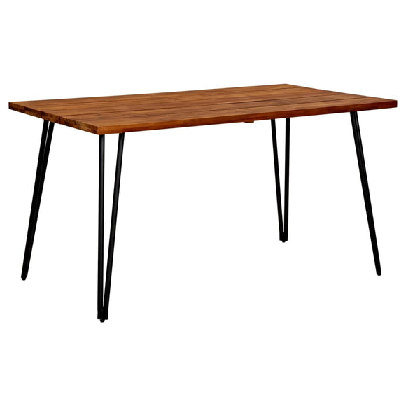 NNEVL Garden Table with Hairpin Legs 140x80x75 cm Solid Acacia Wood