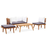 NNEVL 5 Piece Garden Lounge Set Solid Acacia Wood