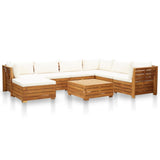 NNEVL 8 Piece Garden Lounge Set with Cushions Acacia Wood Cream White