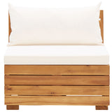 NNEVL 5 Piece Garden Lounge Set with Cushions Acacia Wood Cream White