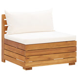 NNEVL 5 Piece Garden Lounge Set with Cushions Acacia Wood Cream White