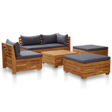 NNEVL 6 Piece Garden Lounge Set with Cushions Acacia Wood Dark Grey