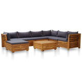 NNEVL 8 Piece Garden Lounge Set with Cushions Acacia Wood Dark Grey