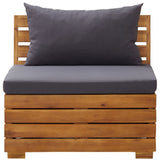 NNEVL 8 Piece Garden Lounge Set with Cushions Acacia Wood Dark Grey