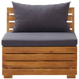 NNEVL 5 Piece Garden Lounge Set with Cushions Acacia Wood Dark Grey