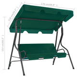 NNEVL Garden Swing Bench Green 170x110x153 cm Fabric