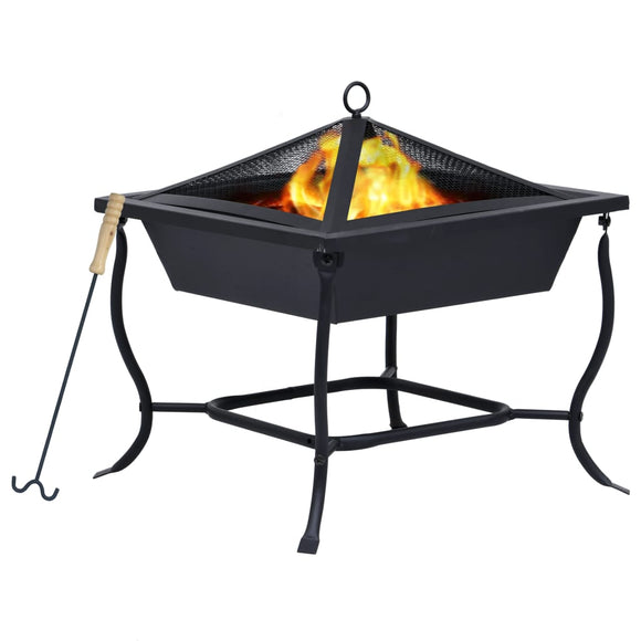 NNEVL Fire Pit Black 45x45x45 cm Steel