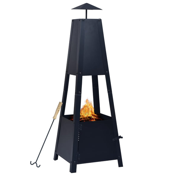 NNEVL Fire Pit Black 35x35x99 cm Steel