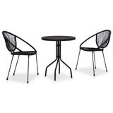 NNEVL 3 Piece Bistro Set PVC Rattan Black