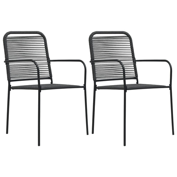 NNEVL Garden Chairs 2 pcs Cotton Rope and Steel Black