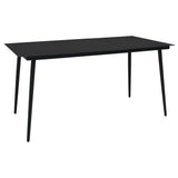 NNEVL 7 Piece Outdoor Dining Set Cotton Rope and Steel Black