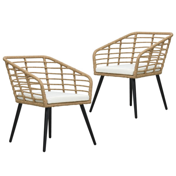 NNEVL Garden Chairs with Cushions 2 pcs Poly Rattan Oak