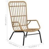 NNEVL Garden Chair Poly Rattan Light Brown