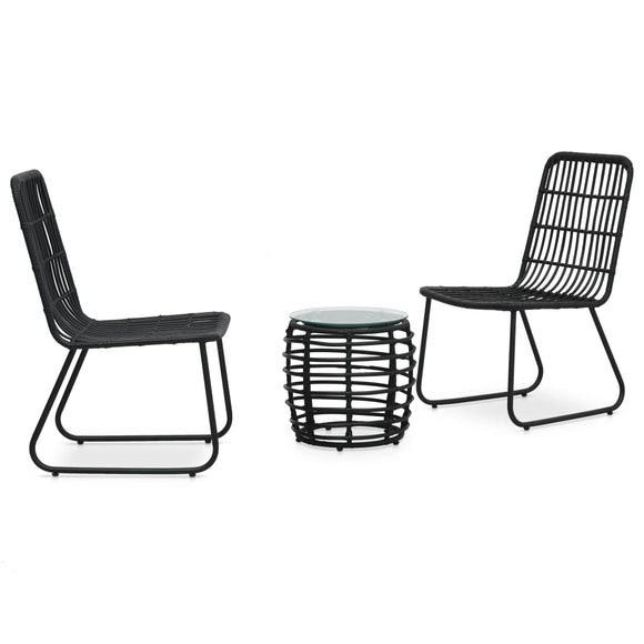 NNEVL 3 Piece Bistro Set Poly Rattan Black