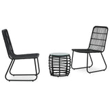 NNEVL 3 Piece Bistro Set Poly Rattan Black