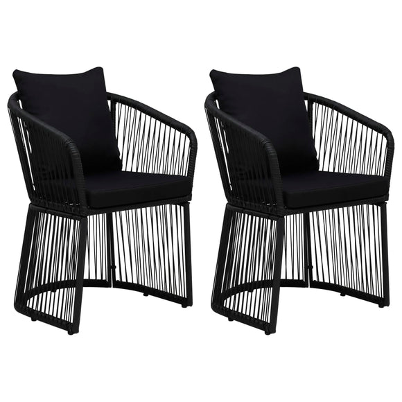 NNEVL Garden Chairs 2 pcs with Cushions and Pillows PVC Rattan Black