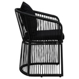 NNEVL Garden Chairs 2 pcs with Cushions and Pillows PVC Rattan Black