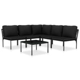 NNEVL 6 Piece Garden Lounge Set with Cushions Black PVC