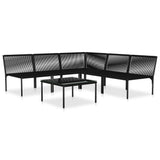 NNEVL 6 Piece Garden Lounge Set with Cushions Black PVC