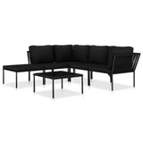 NNEVL 6 Piece Garden Lounge Set with Cushions Black PVC