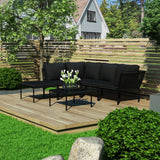 NNEVL 6 Piece Garden Lounge Set with Cushions Black PVC