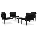 NNEVL 5 Piece Garden Lounge Set with Cushions Black PVC