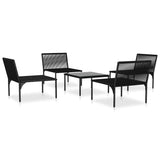 NNEVL 5 Piece Garden Lounge Set with Cushions Black PVC