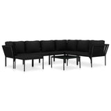 NNEVL 8 Piece Garden Lounge Set with Cushions Black PVC