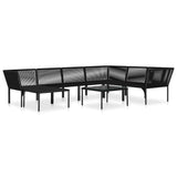 NNEVL 8 Piece Garden Lounge Set with Cushions Black PVC