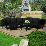 NNEVL 8 Piece Garden Lounge Set with Cushions Black PVC