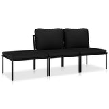 NNEVL 3 Piece Garden Lounge Set with Cushions Black PVC