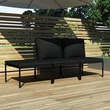 NNEVL 3 Piece Garden Lounge Set with Cushions Black PVC
