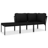 NNEVL 3 Piece Garden Lounge Set with Cushions Black PVC