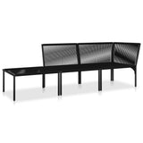 NNEVL 3 Piece Garden Lounge Set with Cushions Black PVC