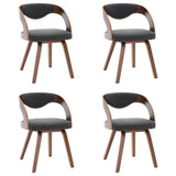 NNEVL Dining Chairs 4 pcs Dark Grey Bent Wood and Fabric