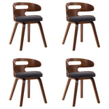 NNEVL Dining Chairs 4 pcs Dark Grey Bent Wood and Fabric