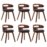 NNEVL Dining Chairs 6 pcs Dark Grey Bent Wood and Fabric